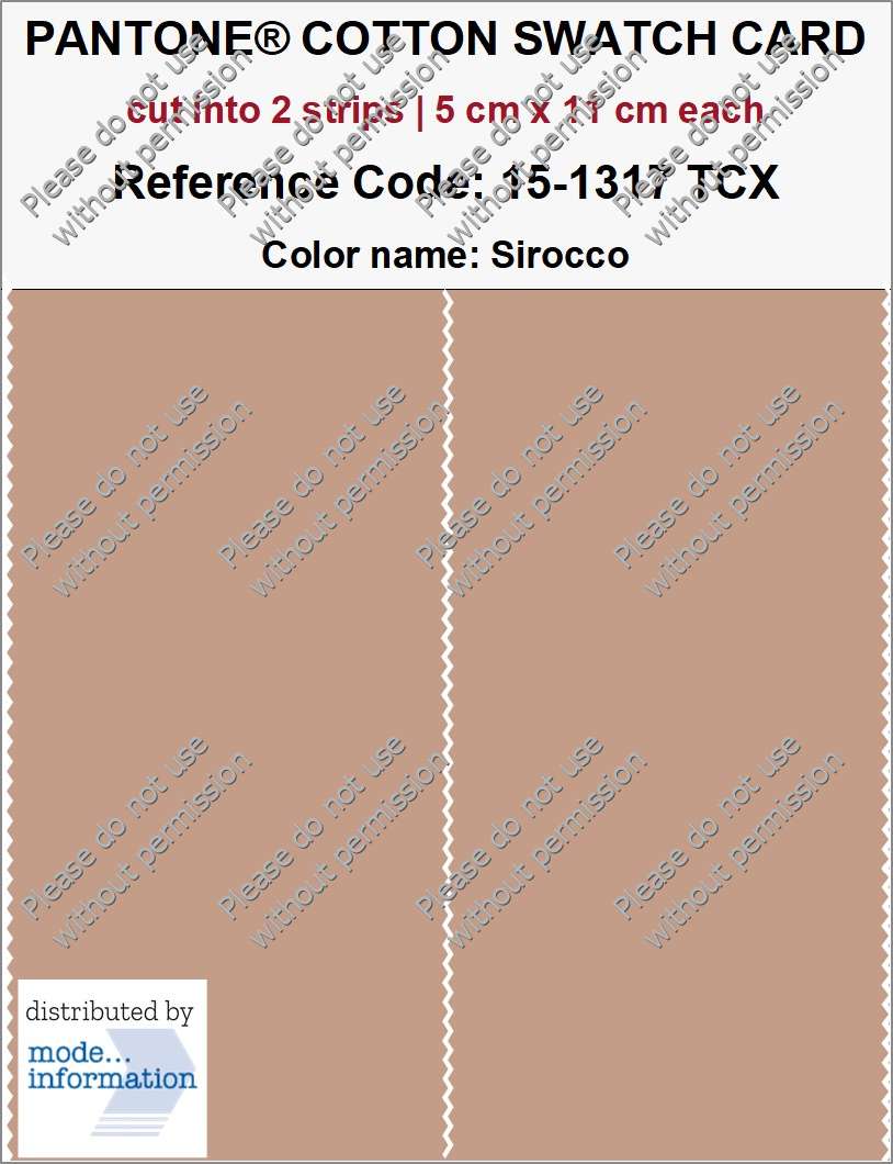 PANTONE COTTON SWATCH CARD 15-1317 TCX Sirocco (cut into 2 strips | 5 cm x 11 cm)