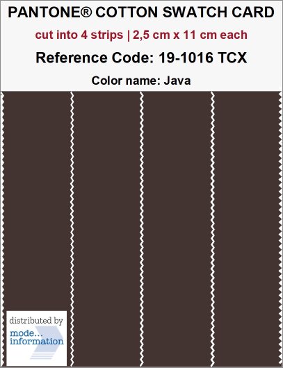 PANTONE COTTON SWATCH CARD 19-1016 TCX Java (cut into 4 strips | 2,5…