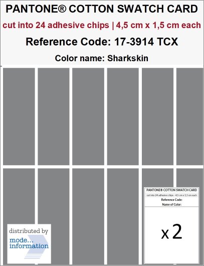 PANTONE COTTON SWATCH CARD 17-3914 TCX Sharkskin (cut into 24 adhesi…