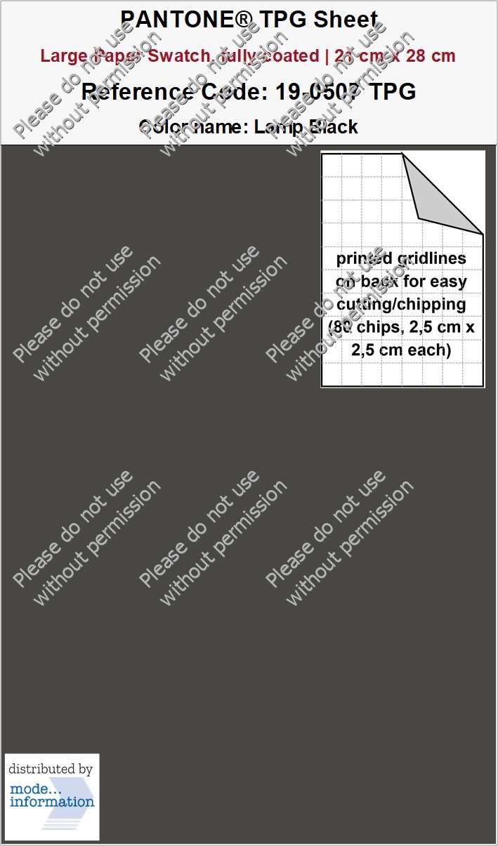 PANTONE® TPG Sheet 19-0507 TPG Lamp Black (Large Paper Swatch Card, fully coated | 21 cm x 28 cm)