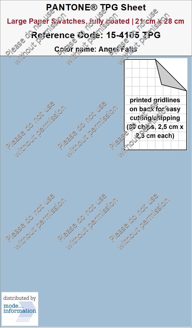 PANTONE TPG Sheet 15-4105 TPG Angel Falls (Large Paper Swatch Card, fully coated | 21 cm x 28 cm)