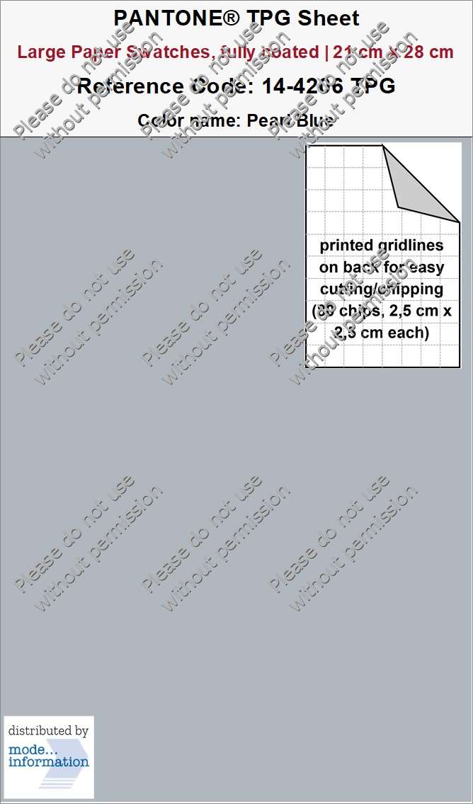 PANTONE TPG Sheet 14-4206 TPG Pearl Blue (Large Paper Swatch Card, fully coated | 21 cm x 28 cm)